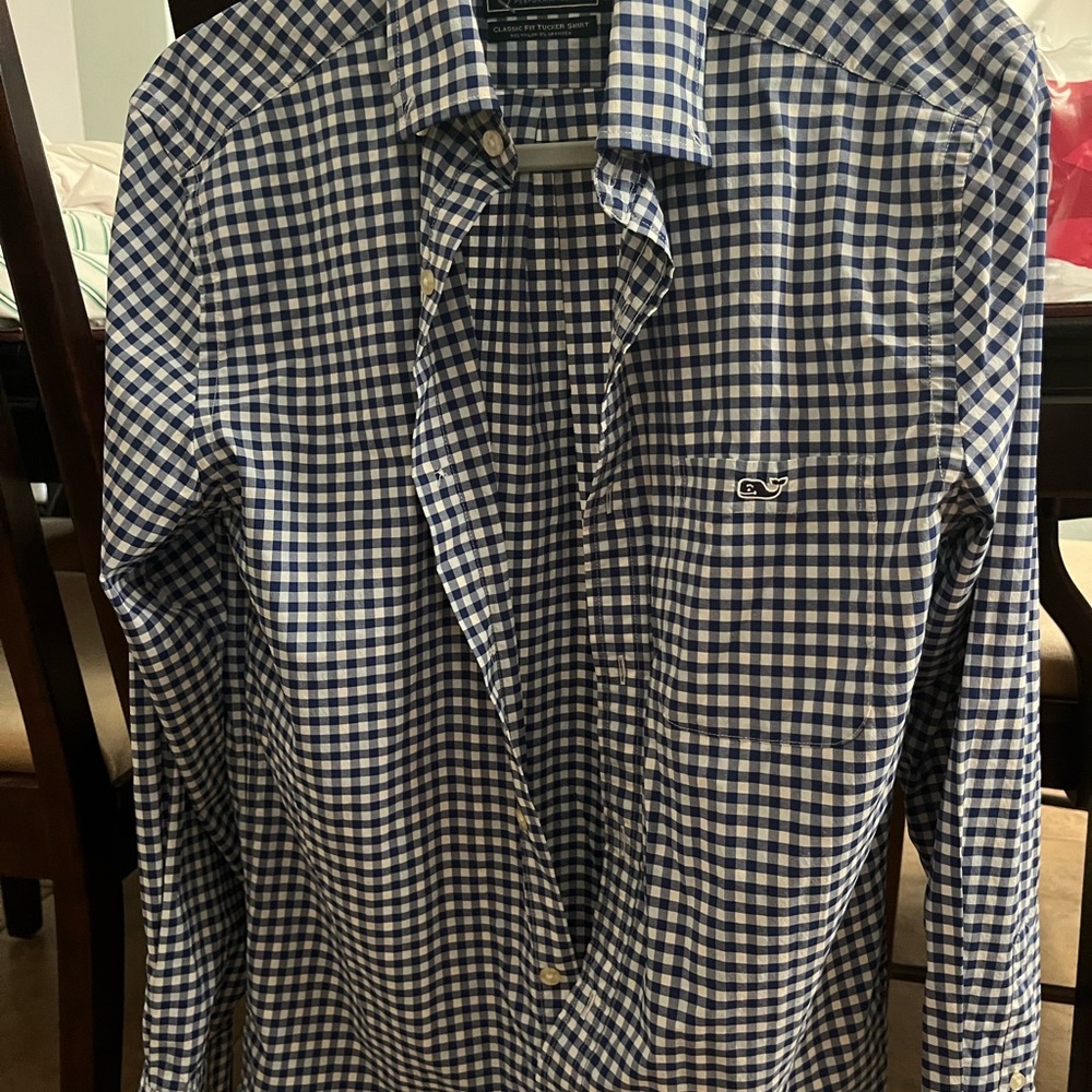 Vineyard Vines Navy Checkered Button Down Shirt